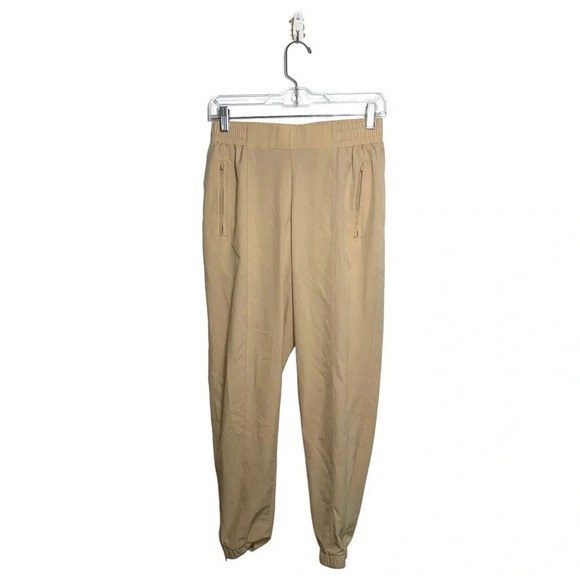 Old Navy StretchTech Tan Mid-rise Zip Ankle Relaxed Jogger Pants Small Women’s - Picture 2 of 13